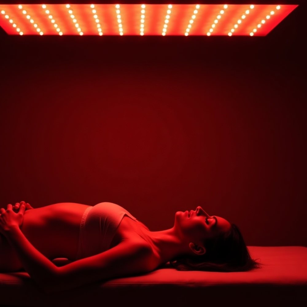 Woman Enjoying Red Light Therapy at Oakville's HALO by Goji