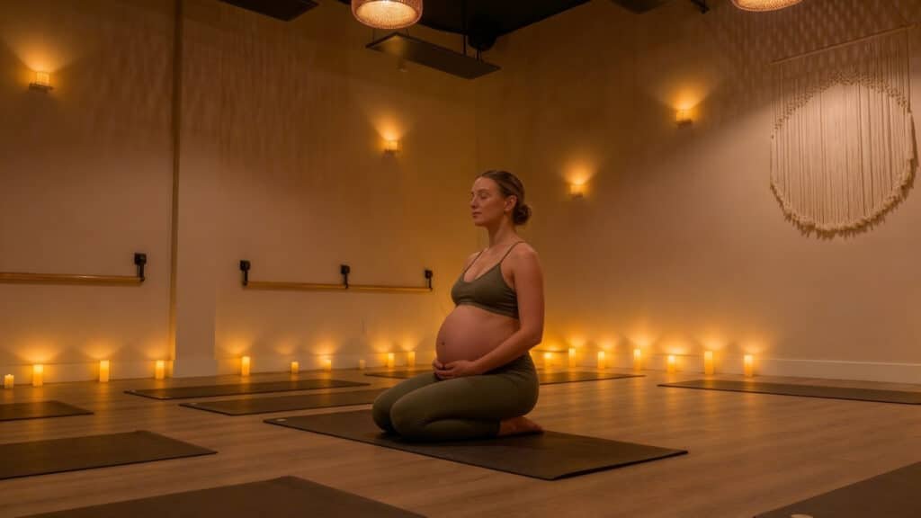 Prenatal yoga class in Oakville with supportive movement and mindfulness practices at Goji Yoga & Wellness